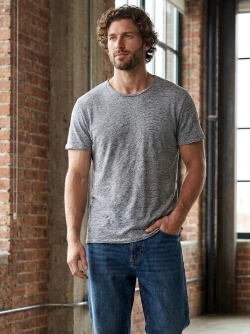 AllSaints Gray Heather Short Sleeve Crewneck Tee size L